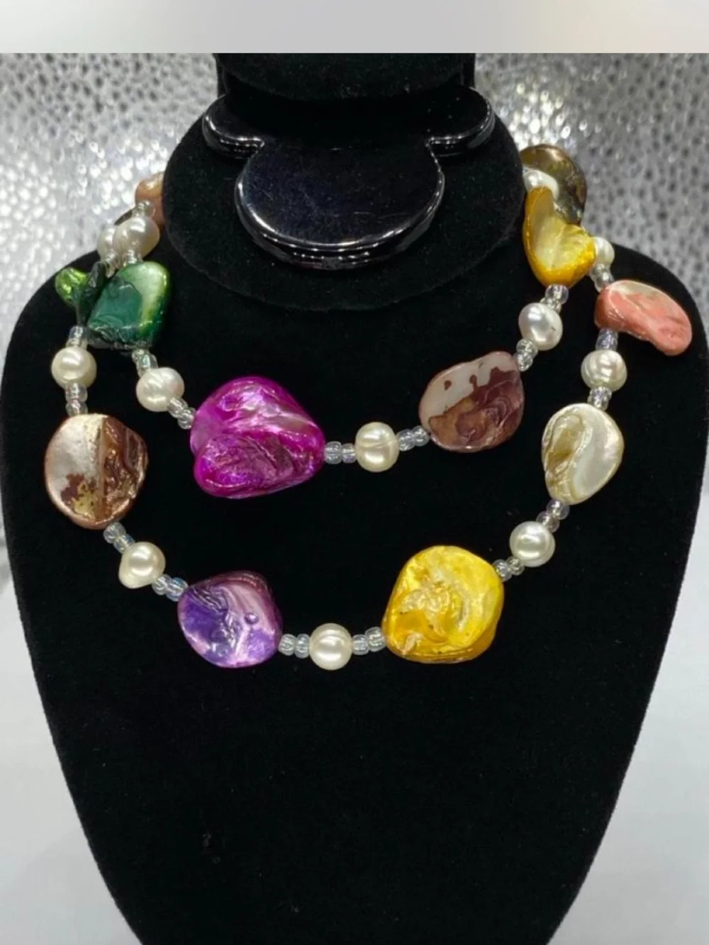 Abalone ^^^ Multicolor Baroque Pearl Statement Necklace  * Bonus !!! 👀 Pics :0)